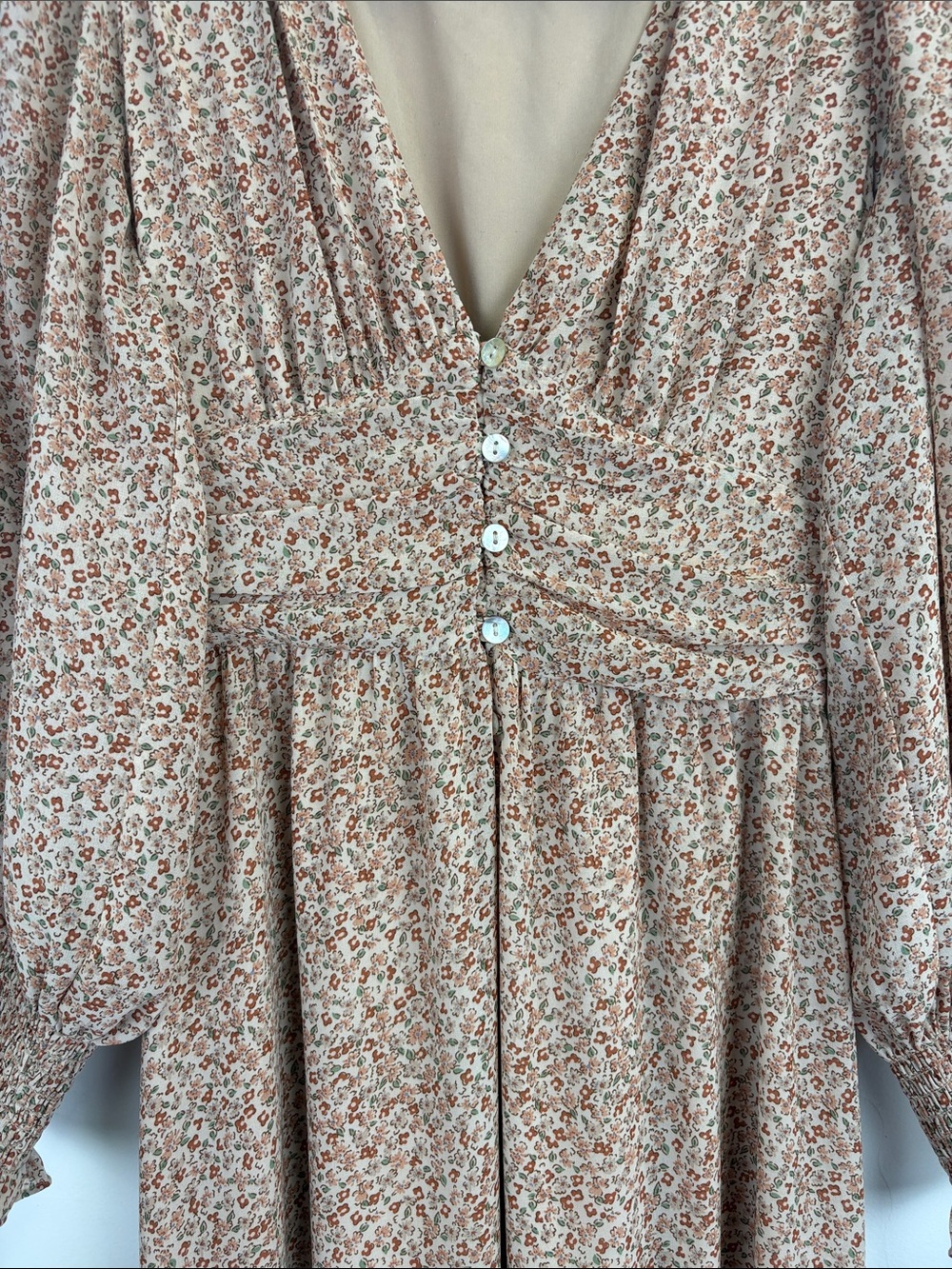 Altar’d State Floral Prairie Maxi Dress Cottagecore Boho Tiered Long Sleeve XS - Picture 4 of 10